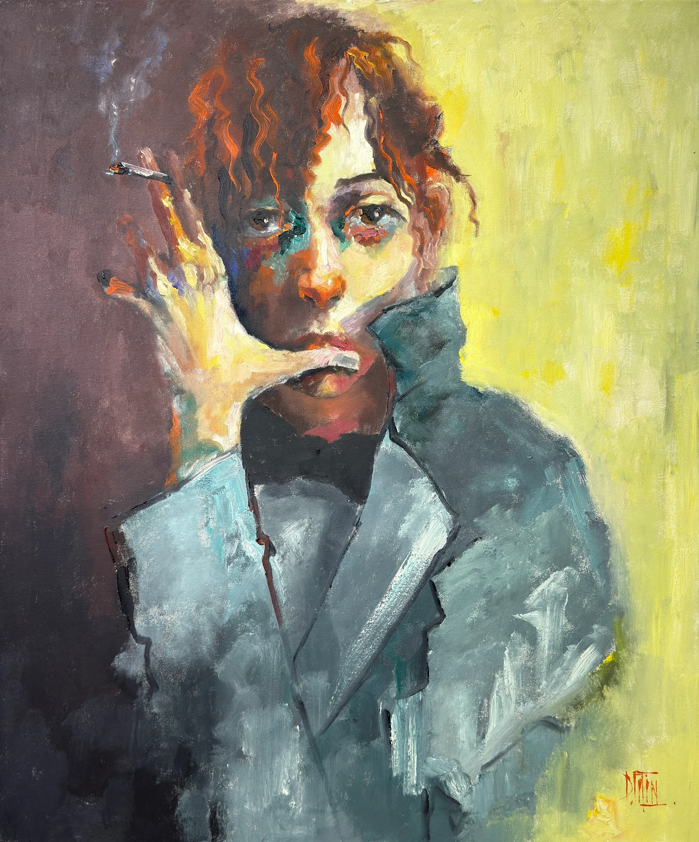 černá mašle – olejomalba, Pavel Filin