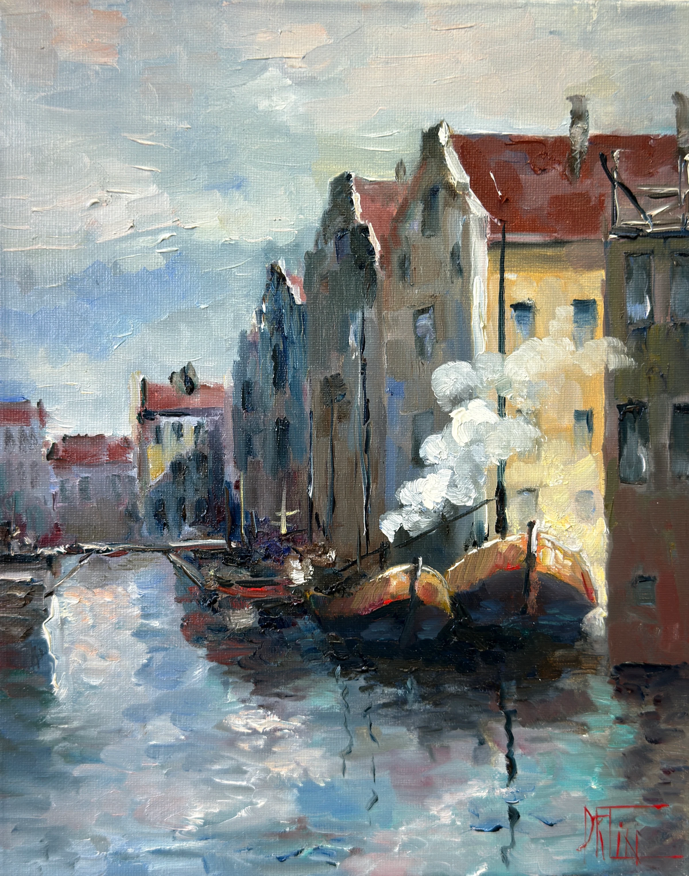 město na řece – olejomalba, Pavel Filin