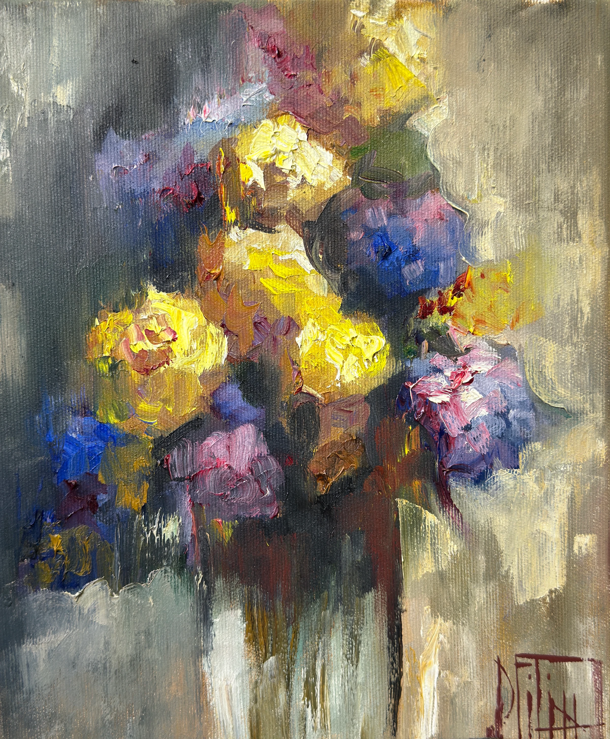 květinová etuda 3 – olejomalba, Pavel Filin